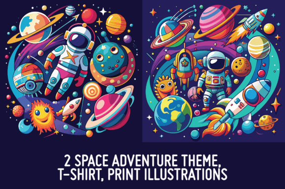Download 2 Space Adventure Theme Illustrations - Premium Resources