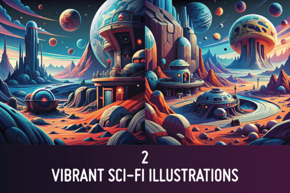 Download 2 Amazing Sci-fi Colorful Illustrations - Premium Bundle