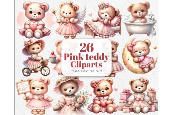 Download Watercolor Pink Love Teddy Bear Cliparts - Premium Resources