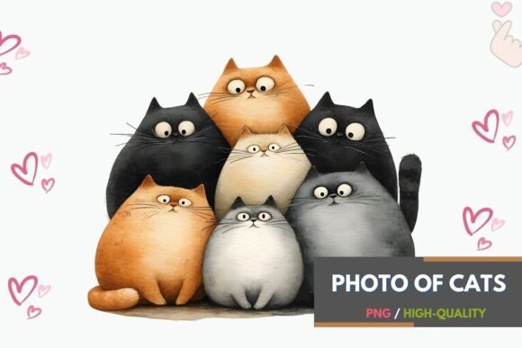 Download Cute Watercolor Cartoon Cat PNG - Cartoon cat png Collection